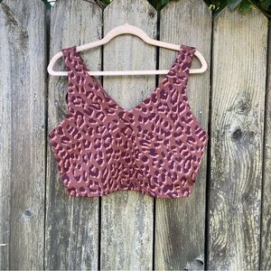 OFFLINE By Aerie | Brown Leopard Print Jacquard Longline Sports Bra | Size XXL